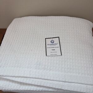 Glamburg White Twin Cotton Thermal Blanket NEW